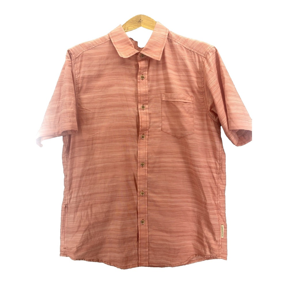 Exofficio Men's L Short-sleeve Shirt Orange‎ Cotton/Nylon Packable Light Travel
